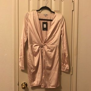 NWT Fashion Nova Sugar Free Dress - L Taupe/Cream